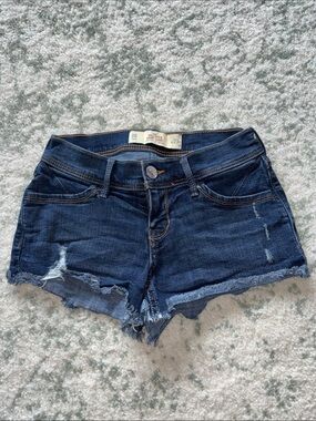Hollister Dark Blue Distressed Denim Cutoff Shorts - Women